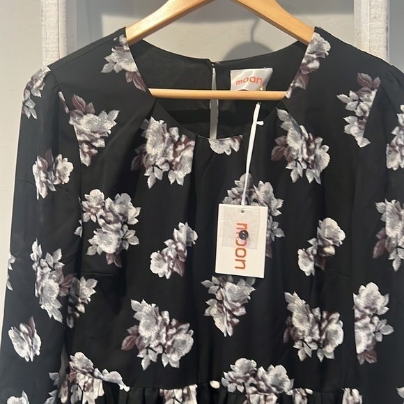 MOON boho floral nwt silky swing dress size large - Picture 4 of 11